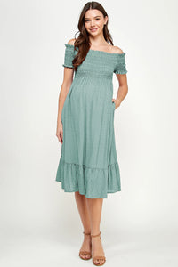 Dawson Smocked Midi Dress - Yo Mama Maternity