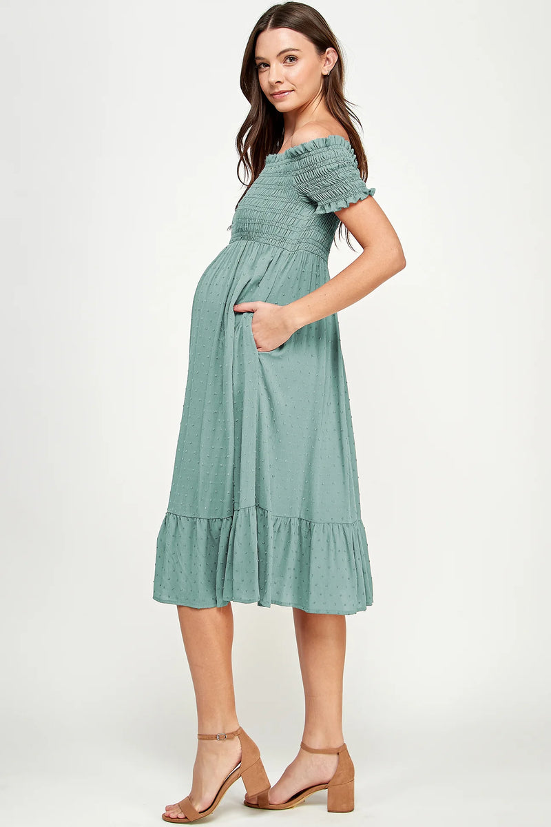 Dawson Smocked Midi Dress - Yo Mama Maternity