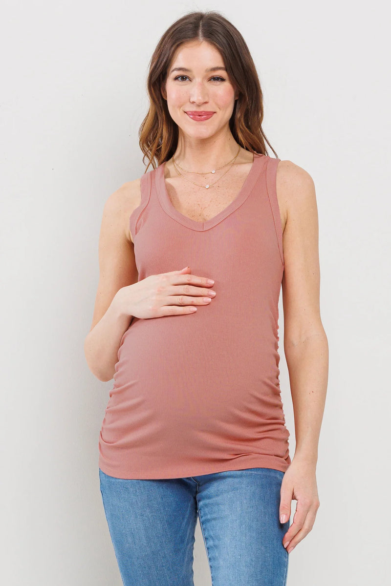 Vneck Tank W/ Ruching - Yo Mama Maternity