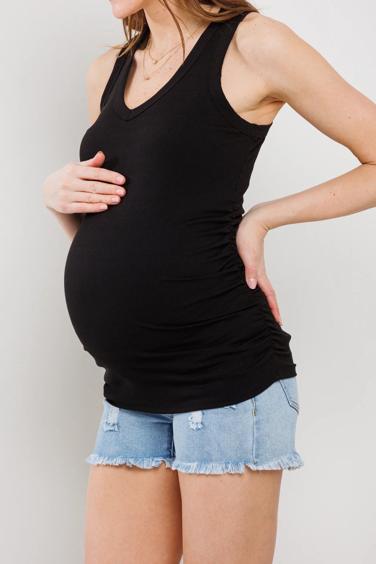 Vneck Tank W/ Ruching - Yo Mama Maternity