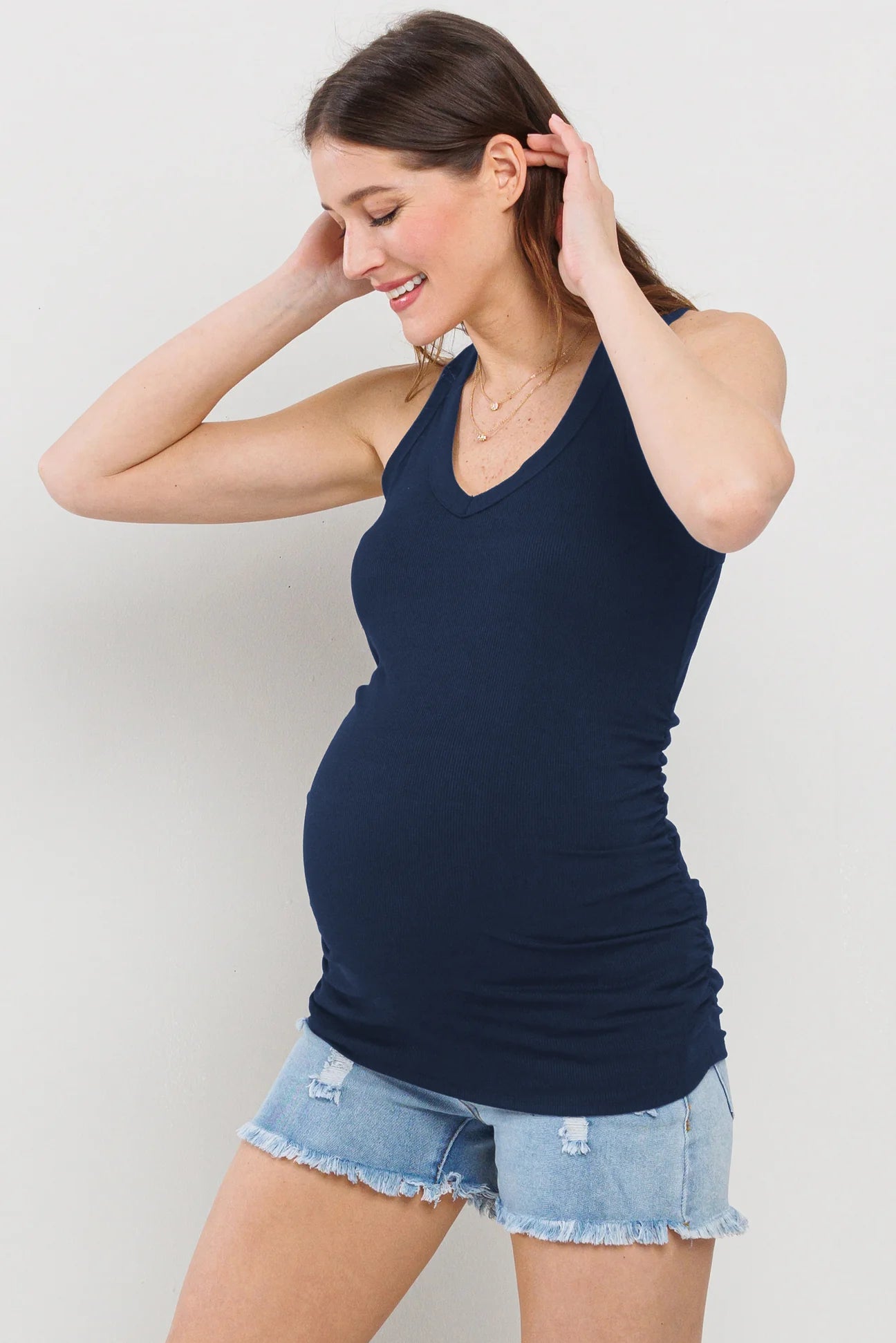 Vneck Tank W/ Ruching - Yo Mama Maternity