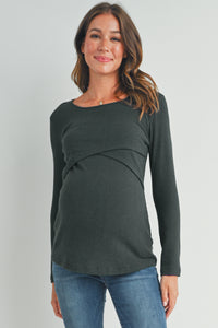 Ribbed Cross Front Tee - Yo Mama Maternity