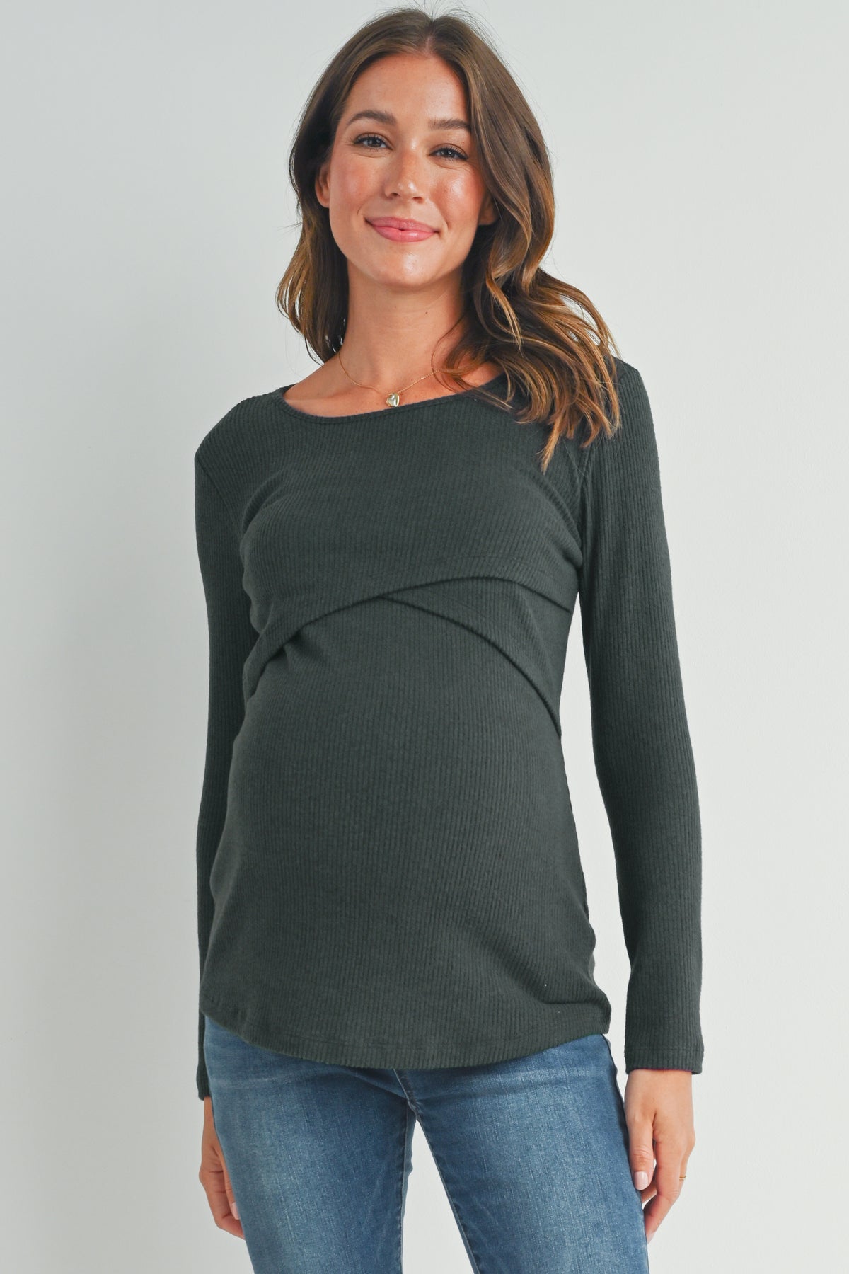 Ribbed Cross Front Tee - Yo Mama Maternity