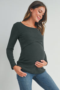 Ribbed Cross Front Tee - Yo Mama Maternity