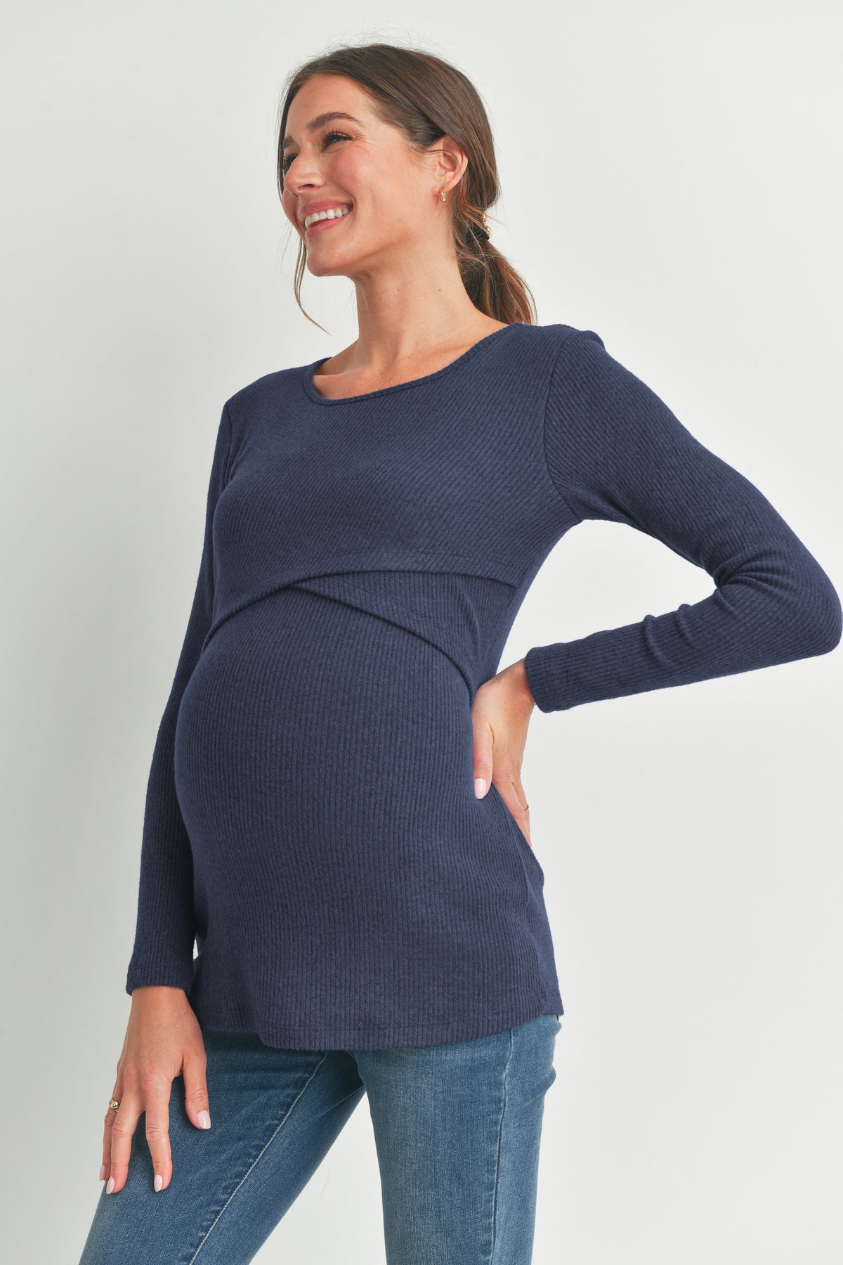 Ribbed Cross Front Tee - Yo Mama Maternity