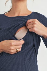 Angie Ribbed Cross Front Tee - Yo Mama Maternity