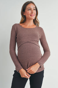 Ribbed Cross Front Tee - Yo Mama Maternity
