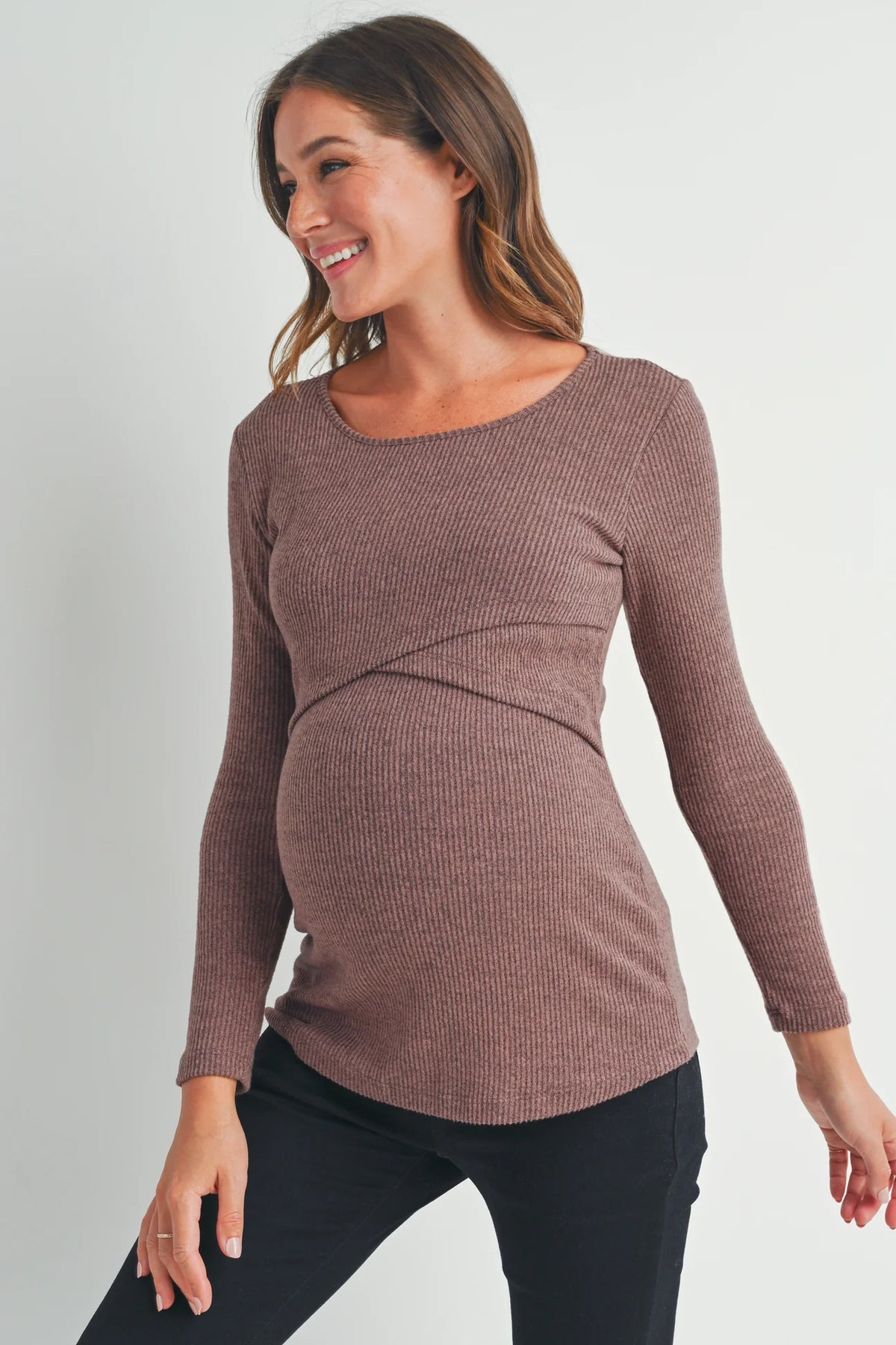 Ribbed Cross Front Tee - Yo Mama Maternity