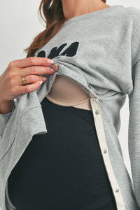 Mama Crewneck Sweatshirt W/ Snaps - Yo Mama Maternity
