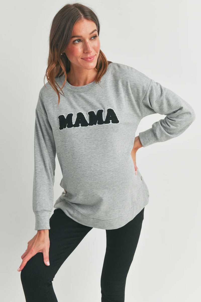 Mama Crewneck Sweatshirt W/ Snaps - Yo Mama Maternity