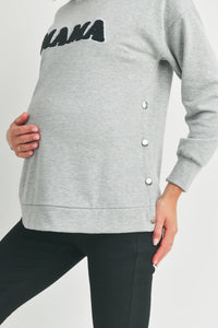 Mama Crewneck Sweatshirt W/ Snaps - Yo Mama Maternity