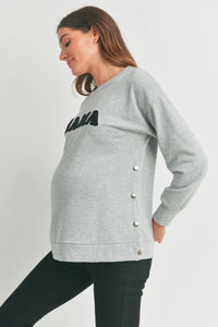 Mama Crewneck Sweatshirt W/ Snaps - Yo Mama Maternity