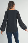 VNeck Textured Sheer Blouse