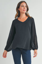 VNeck Textured Sheer Blouse