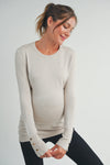 Crew Neck Knit W/Button Sleeve