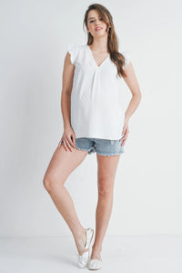 Bree Swiss Dot Cap Sleeve VNeck Top - Yo Mama Maternity