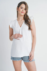 Bree Swiss Dot Cap Sleeve VNeck Top - Yo Mama Maternity