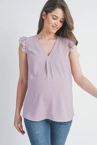 Bree Swiss Dot Cap Sleeve VNeck Top - Yo Mama Maternity
