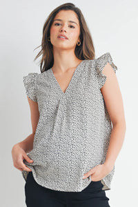 Grace Ruffle Cap Sleeve Blouse - Yo Mama Maternity