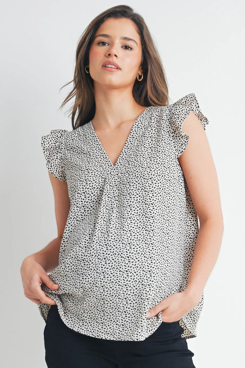 Grace Ruffle Cap Sleeve Blouse - Yo Mama Maternity