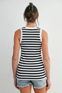 Jade Stripe Round Neck Tank - Yo Mama Maternity