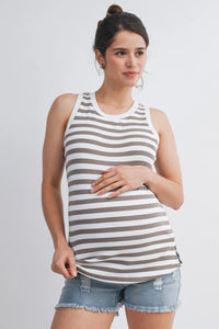 Jade Stripe Round Neck Tank - Yo Mama Maternity