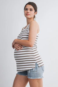 Jade Stripe Round Neck Tank - Yo Mama Maternity