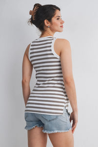 Jade Stripe Round Neck Tank - Yo Mama Maternity