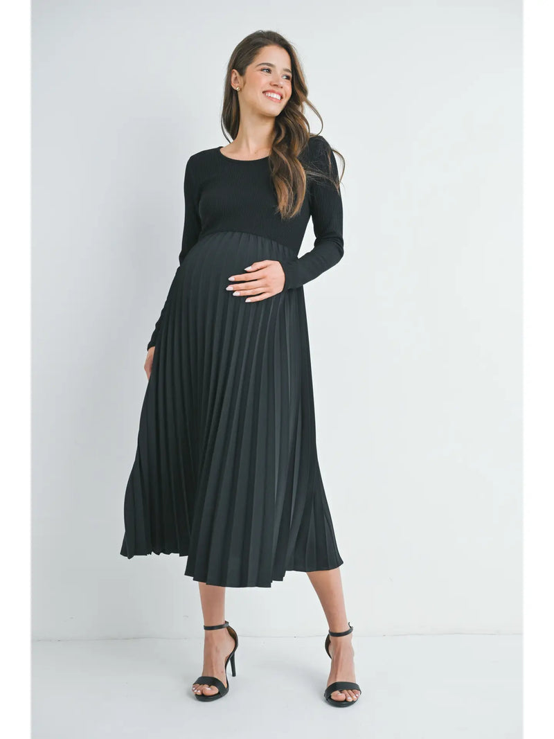 LS Dress W/ Pleated Skirt