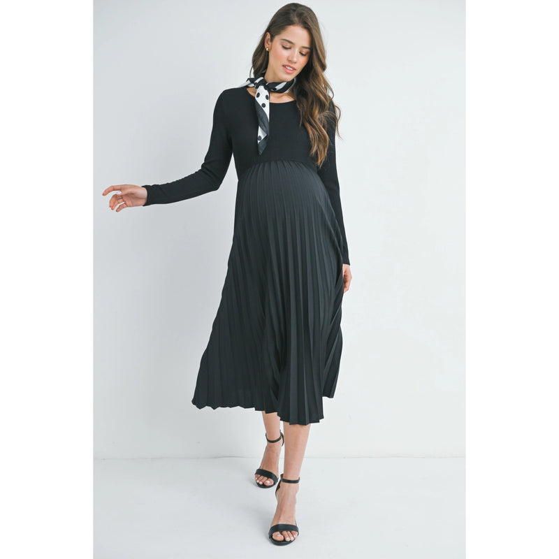 LS Dress W/ Pleated Skirt