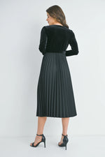 V-Neck Wrap Pleated Dress