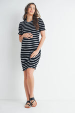 Puff Sleeve Striped Body Con