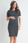 Puff Sleeve Striped Body Con