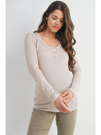 Tara Ribbed Button Henley - Yo Mama Maternity