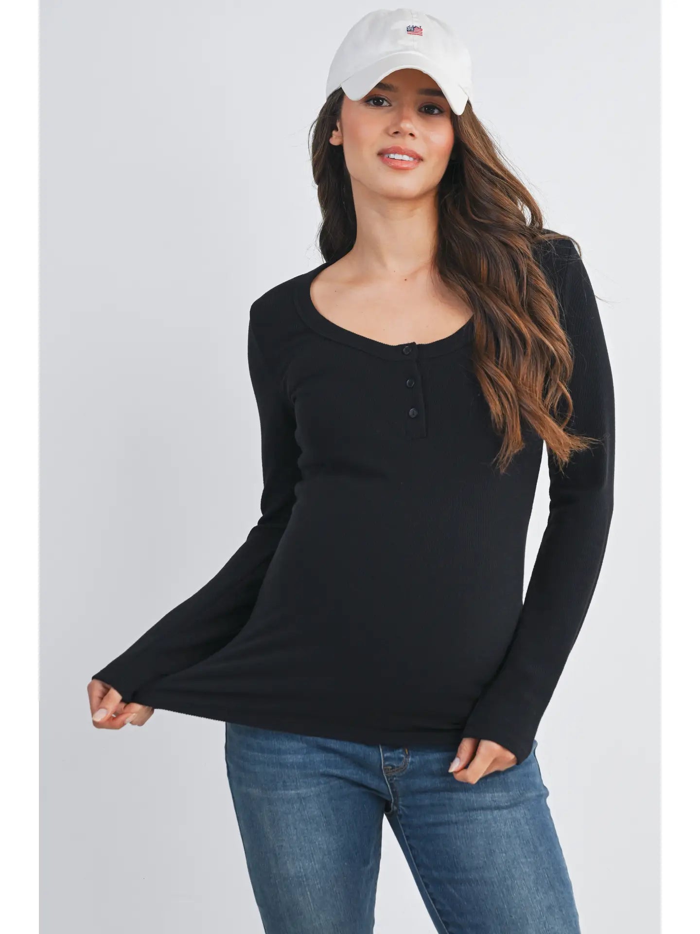 Tara Ribbed Button Henley - Yo Mama Maternity