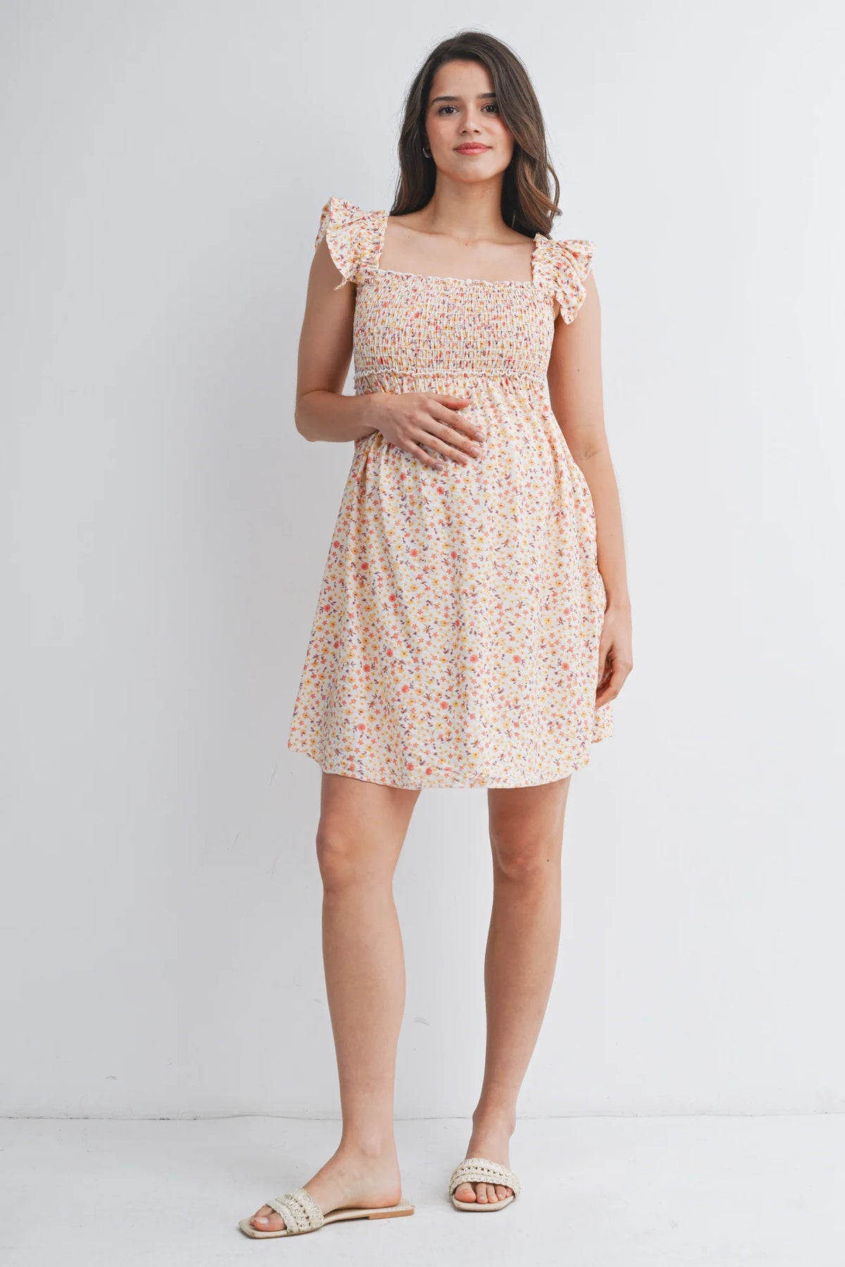 Savannah Smocked Front Flowy Dress - Yo Mama Maternity
