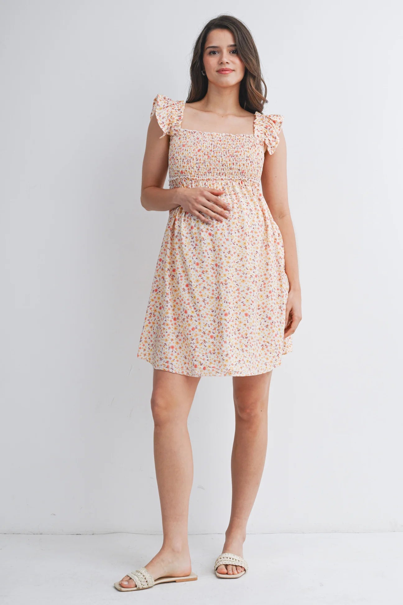 Savannah Smocked Front Flowy Dress - Yo Mama Maternity