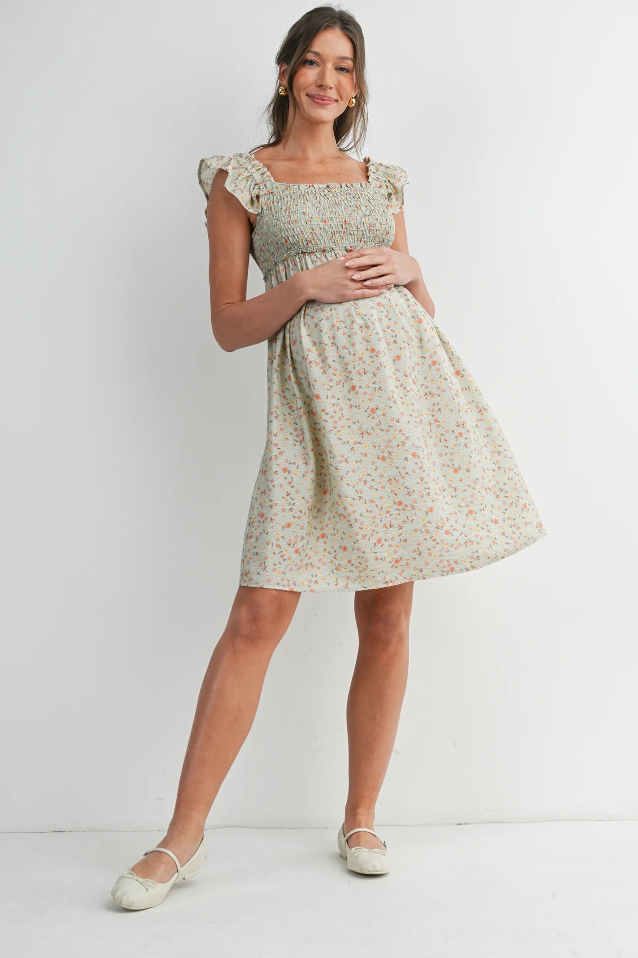 Savannah Smocked Front Flowy Dress - Yo Mama Maternity