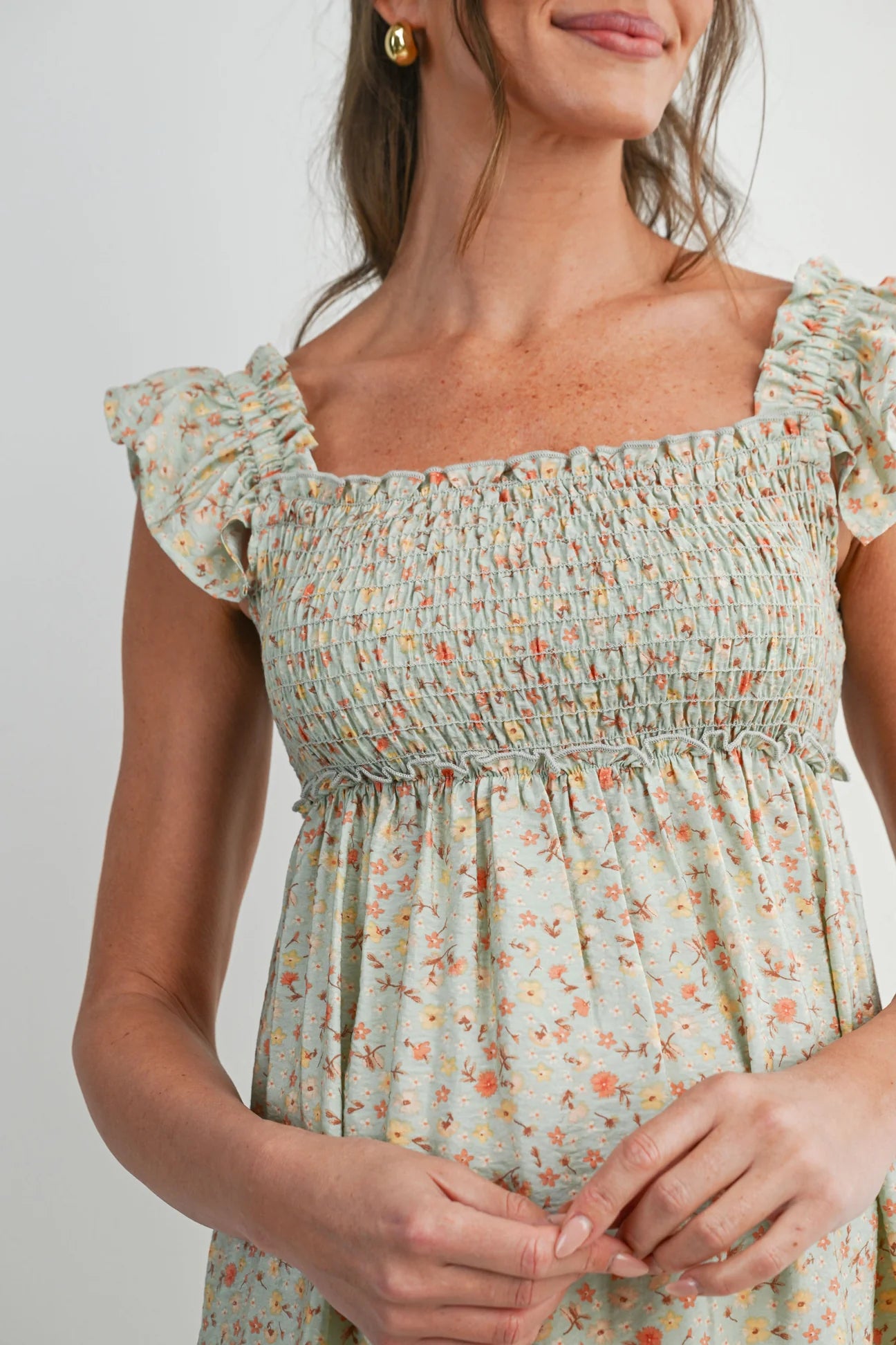 Savannah Smocked Front Flowy Dress - Yo Mama Maternity