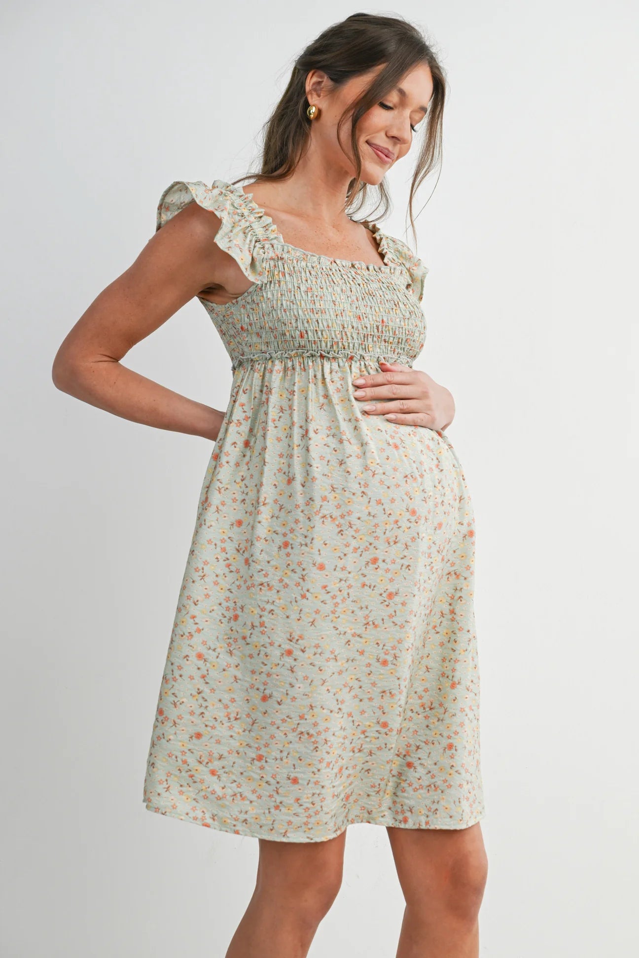 Savannah Smocked Front Flowy Dress - Yo Mama Maternity
