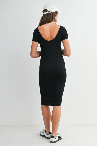 Janey Ribbed SS Dress - Yo Mama Maternity