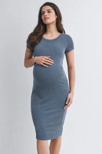 Janey Ribbed SS Dress - Yo Mama Maternity