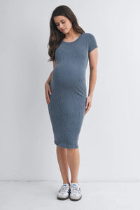 Janey Ribbed SS Dress - Yo Mama Maternity