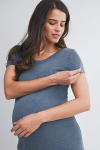 Janey Ribbed SS Dress - Yo Mama Maternity