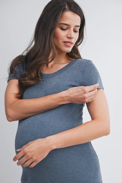 Janey Ribbed SS Dress - Yo Mama Maternity
