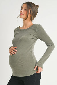 Bella Ribbed Scoop Neck Tee - Yo Mama Maternity
