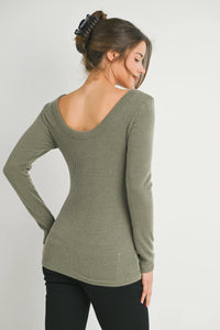 Bella Ribbed Scoop Neck Tee - Yo Mama Maternity