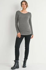 Ribbed Long Sleeve Scoop Neck Tee