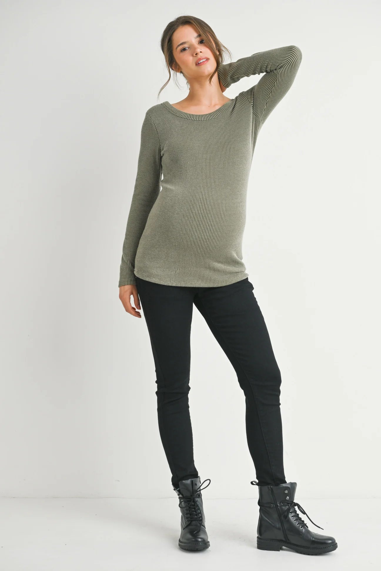 Bella Ribbed Scoop Neck Tee - Yo Mama Maternity