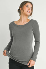 Ribbed Long Sleeve Scoop Neck Tee